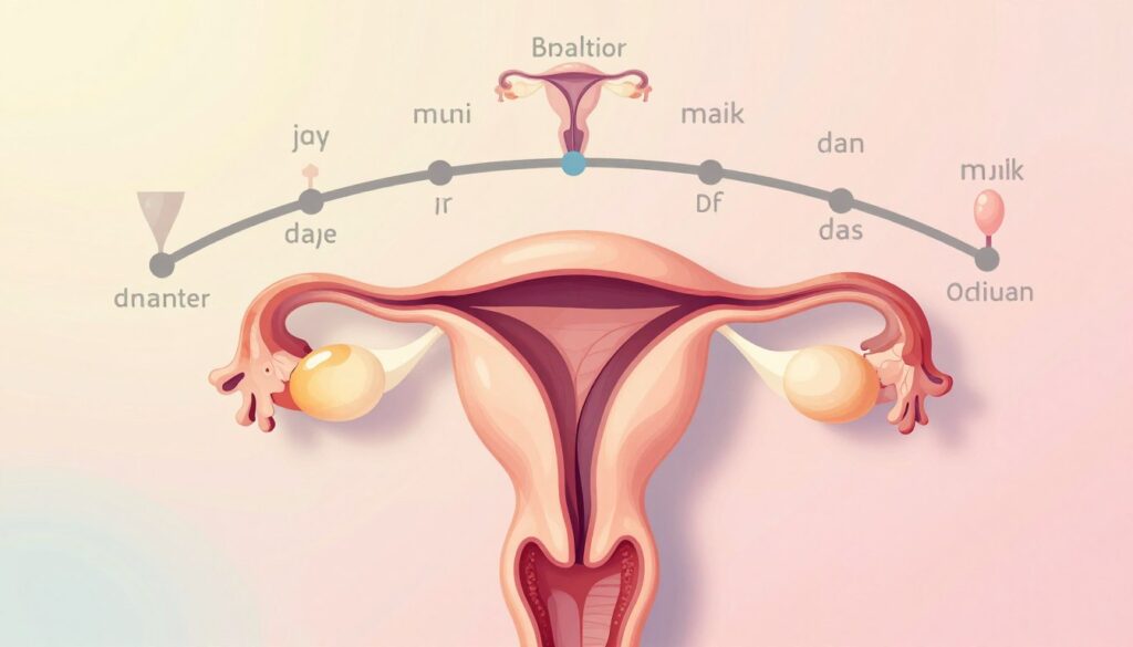 A serene and informative illustration of the ovulation process in a female reproductive cycle. In the foreground, a detailed anatomical diagram of an ovary with a mature egg ready for release, highlighted softly with warm, natural lighting. The middle ground features a graphical representation of the menstrual cycle, with clear markers indicating ovulation days. In the background, soft pastel colors blend harmoniously, suggesting a calm and nurturing atmosphere. The image is captured from a slight bird's-eye view, allowing a comprehensive look at the delicate interplay between the ovary and surrounding structures. The overall mood is educational and inviting, aiming to provide clarity and understanding without any visual distractions. A serene and informative illustration of the ovulation process in a female reproductive cycle. In the foreground, a detailed anatomical diagram of an ovary with a mature egg ready for release, highlighted softly with warm, natural lighting. The middle ground features a graphical representation of the menstrual cycle, with clear markers indicating ovulation days. In the background, soft pastel colors blend harmoniously, suggesting a calm and nurturing atmosphere. The image is captured from a slight bird's-eye view, allowing a comprehensive look at the delicate interplay between the ovary and surrounding structures. The overall mood is educational and inviting, aiming to provide clarity and understanding without any visual distractions.